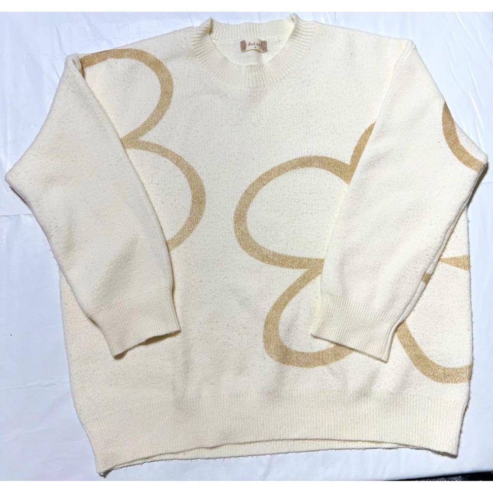 Altar'd State Ivory Tan Geometric Knit Crewneck Pullover Sweater Womens Size M